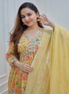 Yellow Floral Alia Cut Kurti With Bottom Dupatta Catalog